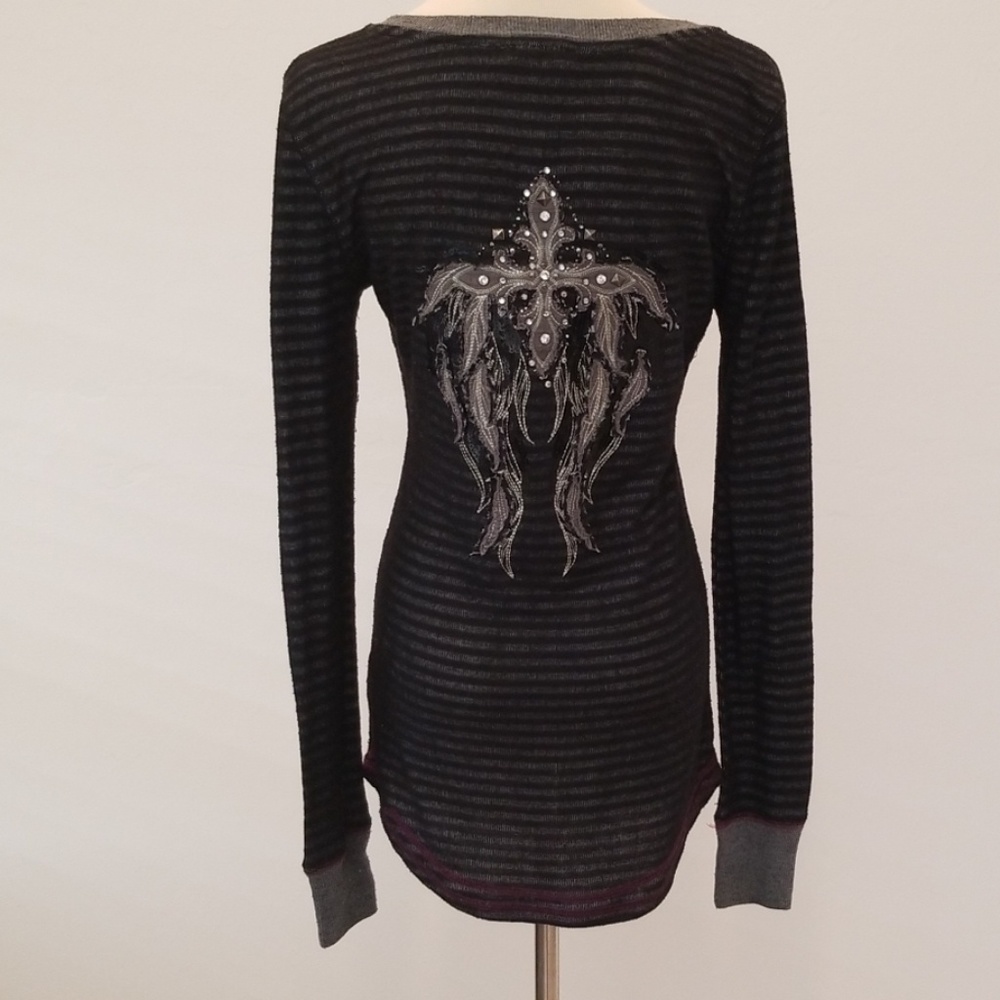 Miss Me Long Sleeve Embellished Top